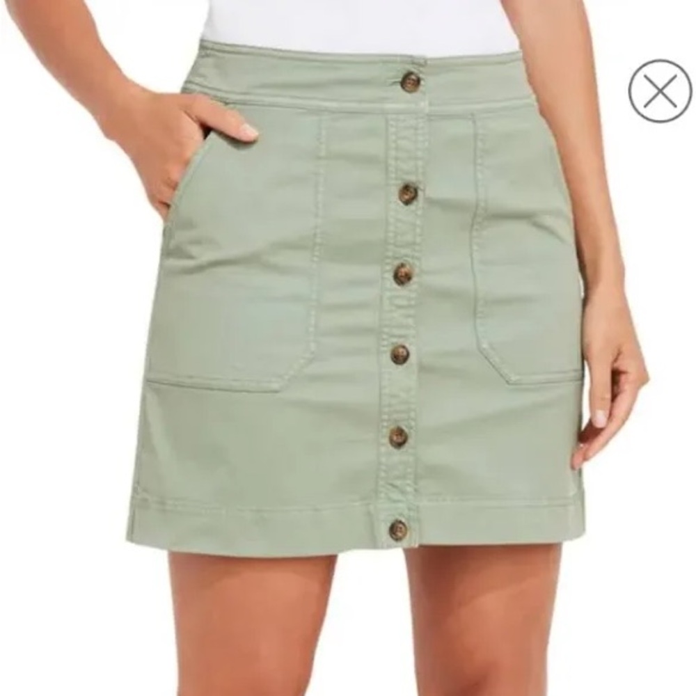 VINEYARD VINES•olive green cotton button front mini skirt 8 EUC